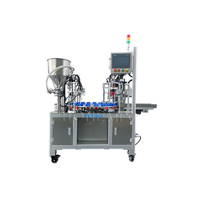 Toner automático de dos cabezas Servo giratorio de relleno de crema líquida con tapa