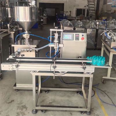 Máquina de llenado de botellas de champú semiautomática vertical con transportador