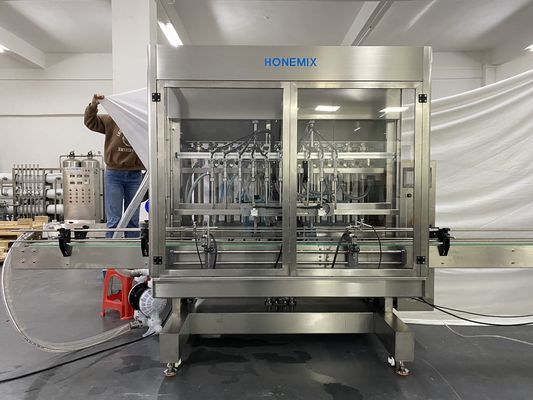 Máquina de llenado de crema diez boquillas llenando línea de etiquetado de tapa