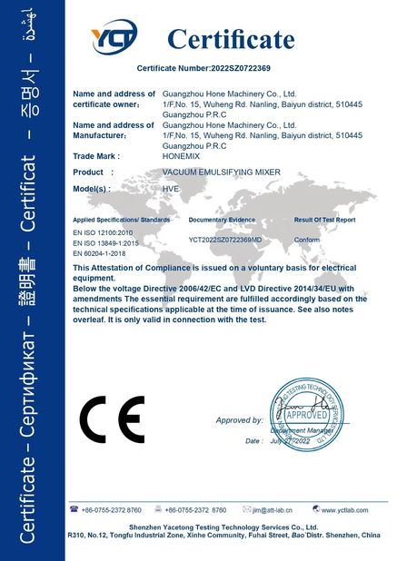 China Guangzhou Hone Machinery Co., Ltd. certificaciones