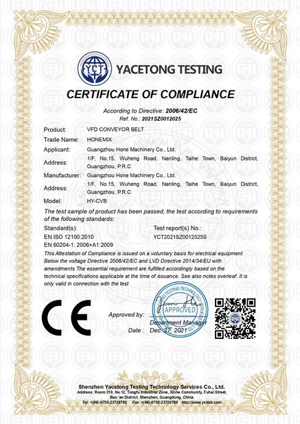 China Guangzhou Hone Machinery Co., Ltd. certificaciones
