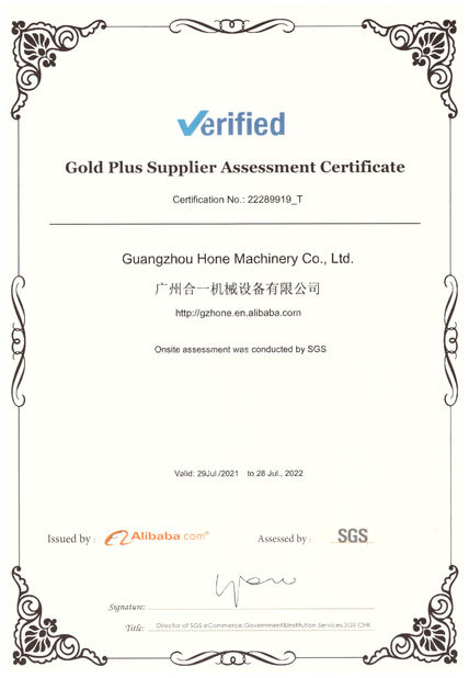 China Guangzhou Hone Machinery Co., Ltd. certificaciones